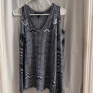 White House black market blue cold shoulder blouse size xs